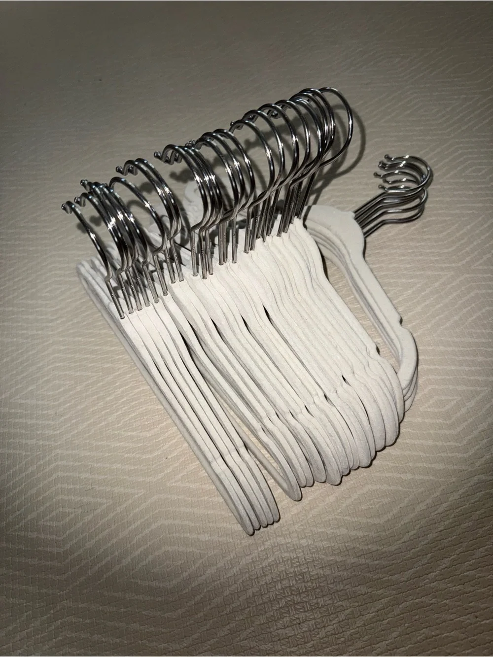 31 Count Set of Cream Velvet Non-Slip Hangers with Silver Hooks